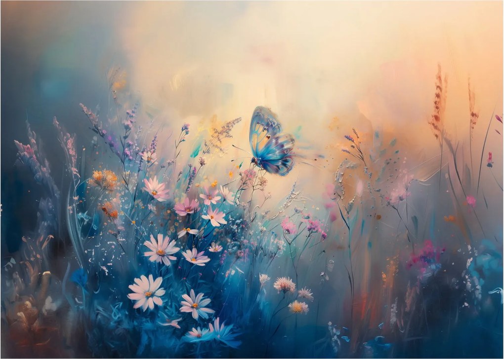 Obraz - Lúka s motýľom (70x50 cm)