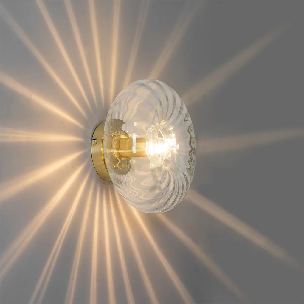 Art Deco nástenná lampa zlatá so sklom - Ayesha