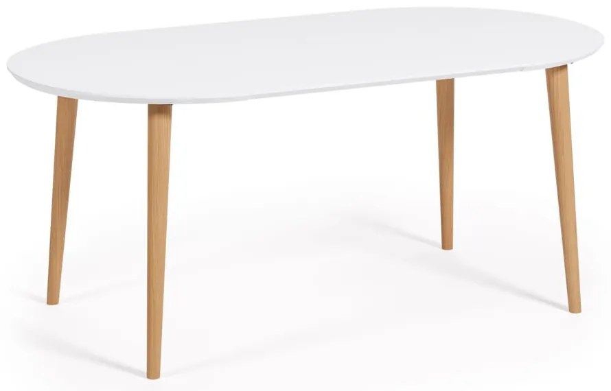 Biely okrúhly rozkladací jedálenský stôl s bielou doskou ø 90 cm Oqui – Kave Home