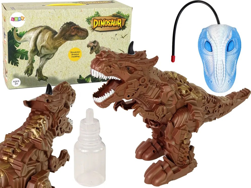 LEAN Toys Dinosaurus na diaľkové ovládanie s parným projektorom hnedý
