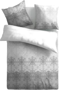 Obliečky Essencia 140x200 cm,  šedo-biele ornamenty, bavlnený satén%
