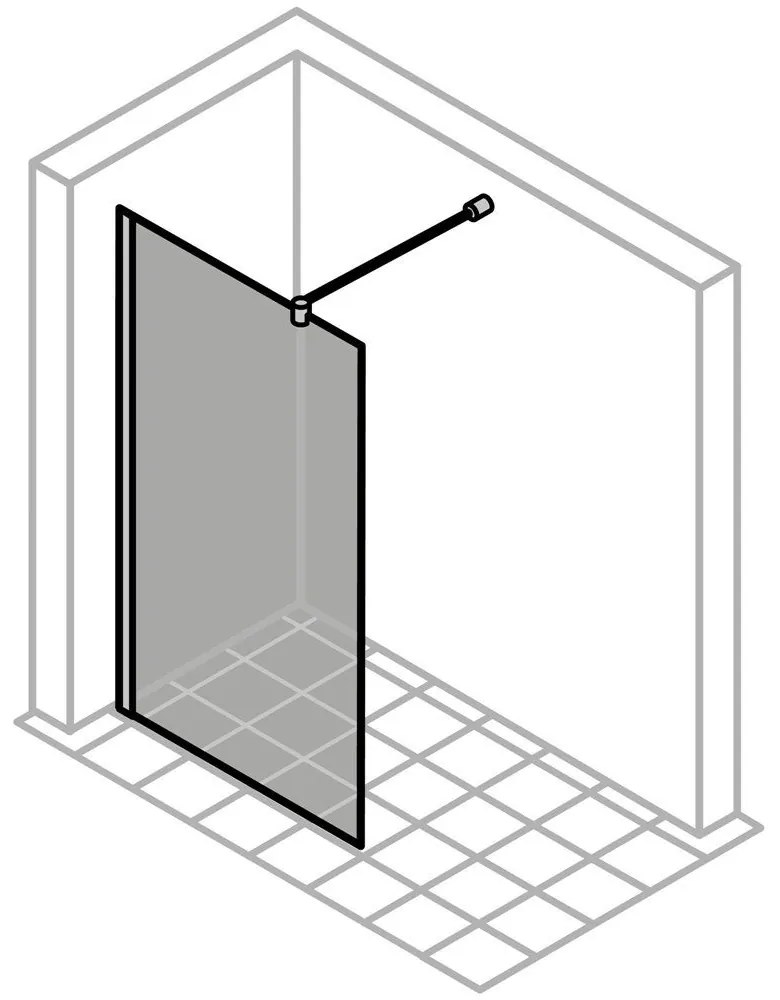 HÜPPE Design Pure samostatne stojaca bočná stena, šírka 800 mm, výška 2000 mm, vodorovná vzpera, farba Black Edition, sklo číre, 8P1125123321