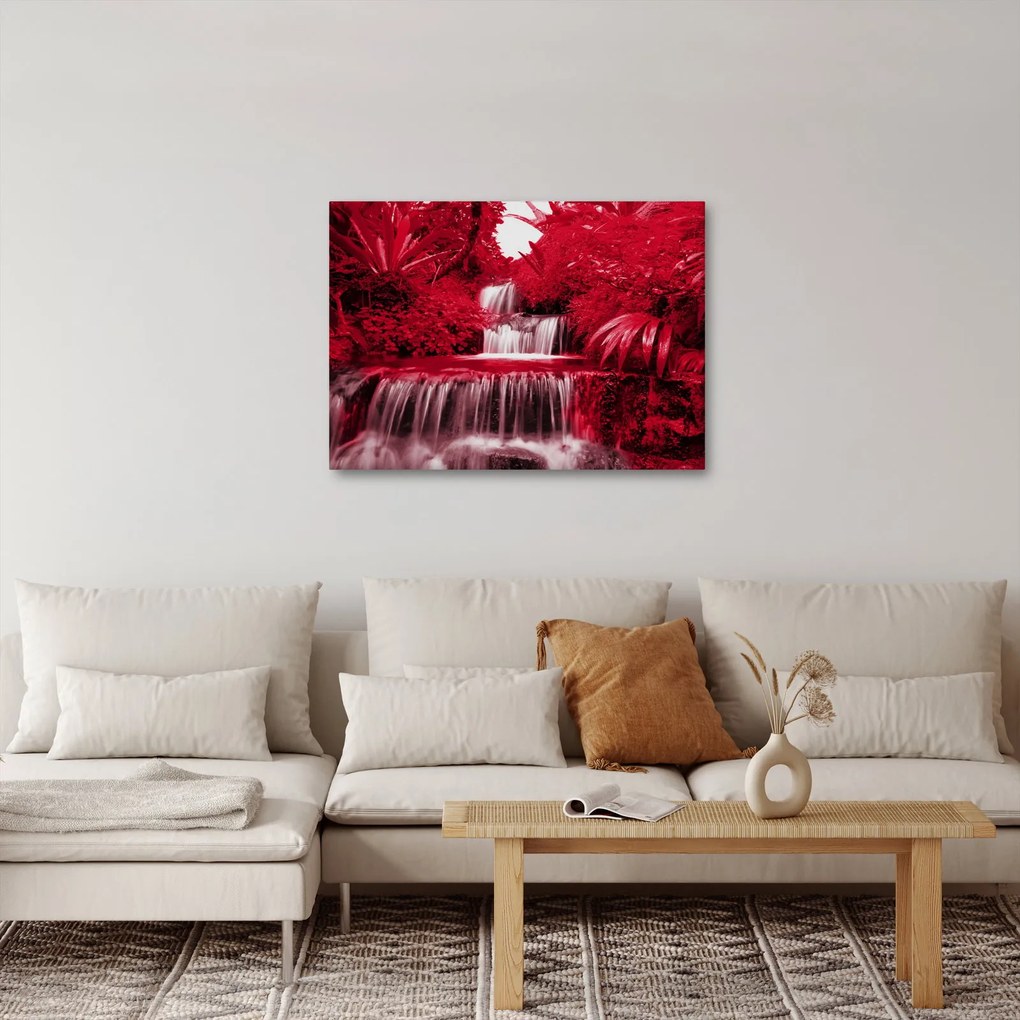Obraz - Indonézske vodopády v červenej (70x50 cm)
