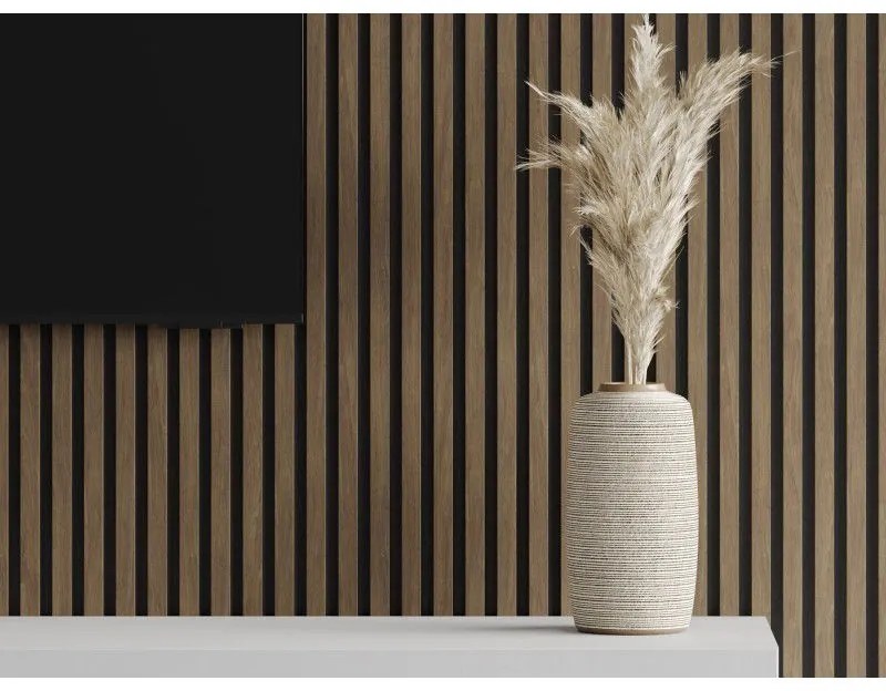 Mexen Lam-F, akustické stenové lamely 275 × 30 cm, plstený podklad 8 mm, technická dyha, orech kakaový, S105-275307-3015-018