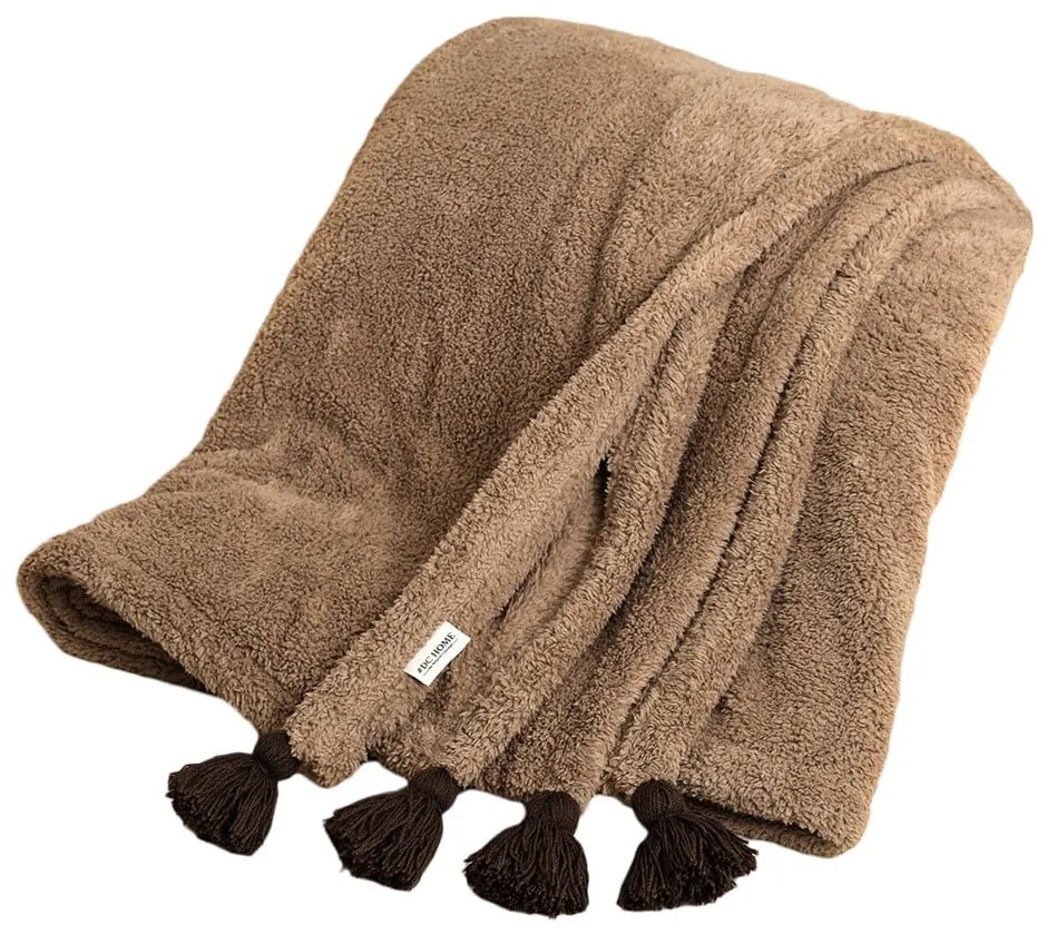 Hnedý pléd z mikroplyšu 160x200 cm Puffy – Mijolnir
