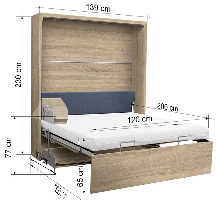 Nabytekmorava MOTOROVÁ VÝKLOPNÁ POSTEĽ so stolom VS 21070 - 120 farba lamina: Antracit