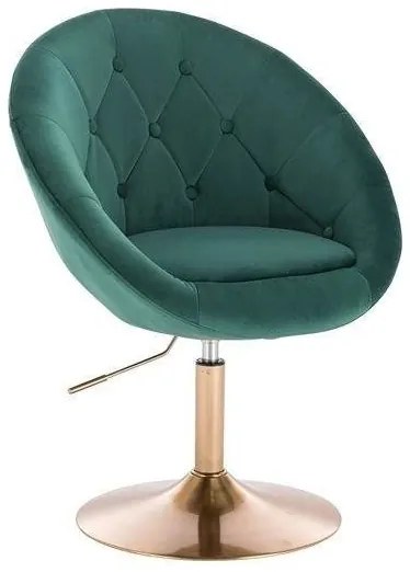 LuxuryForm DESIGN Kreslo VERA VELUR na zlatom tanieri - zelené