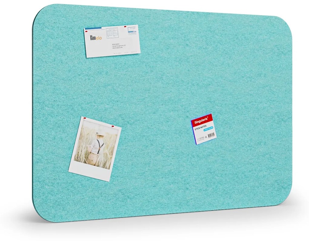 Akustická nástenka 120x80 cm, okrúhle rohy, svetlo modrá