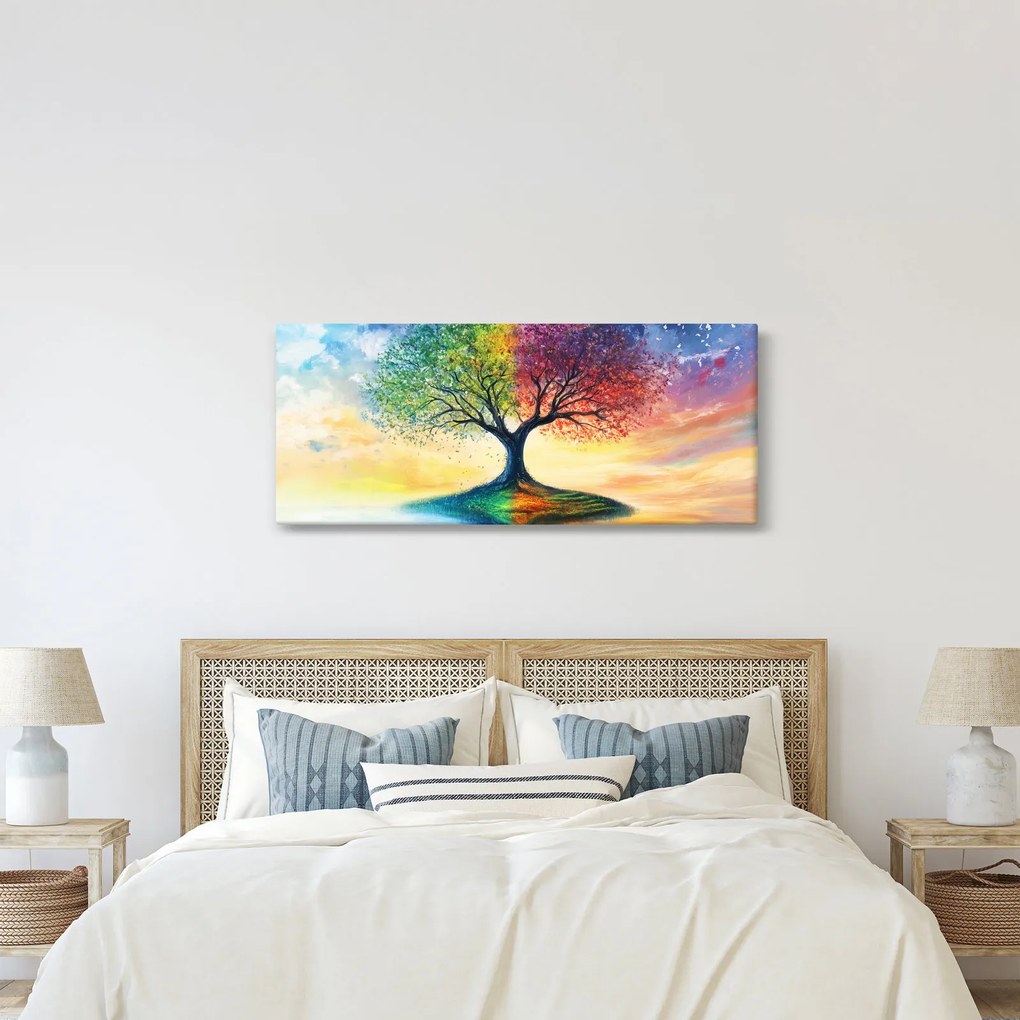 Obraz – Maľovaný strom ročných období (120x50 cm)