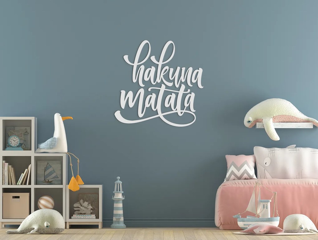 drevko Nápis na stenu Hakuna matata Rozmer obrazu: 40,5 x 41,5 cm, Farba dekorácie: Čierna