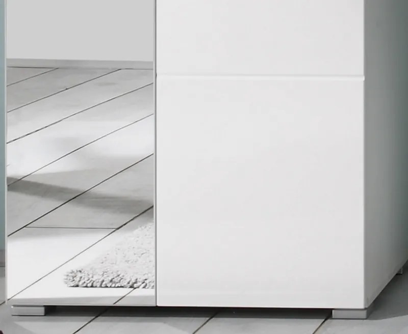 Skriňa so zrkadlom Spice, lesklá biela