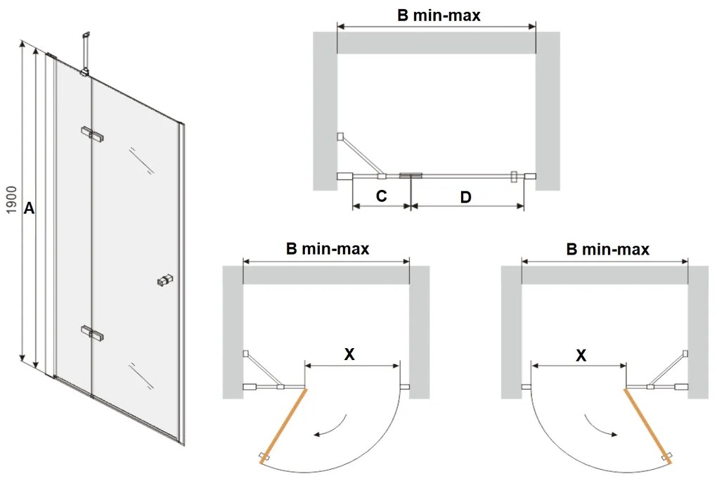 Sprchové dvere maxmax ROMA 100 cm