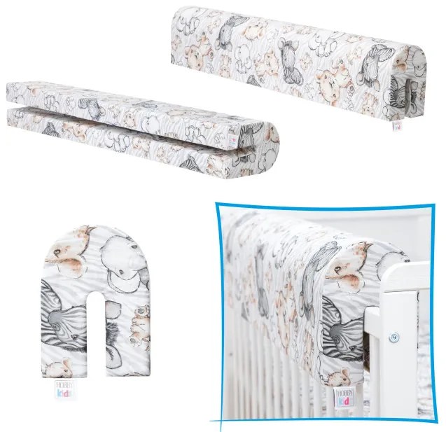 Chránič na detskú postieľku zebra / lev / slon, 90 cm