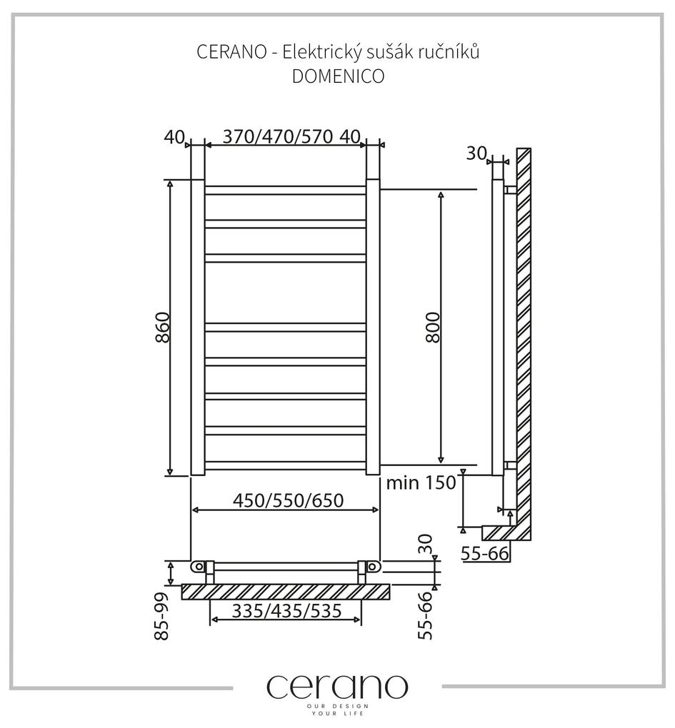 Cerano Domenico, elektrický sušiak uterákov 860x550 mm, 128W, biela, CER-LIV-W-ER-8-55