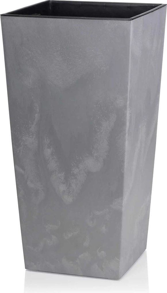 PLASTOVÝ KVETINÁČ PORTO SADA 3KS 67,7X35 CM+46,5X25 CM+57X30 CM IMITÁCIA BETÓNU SIVÁ