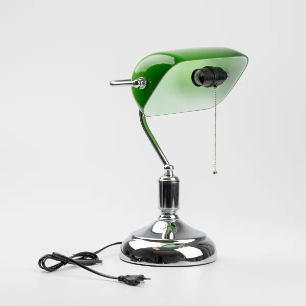 Brilagi - Stolná lampa BANK OFFICE 1xE27/60W/230V lesklý chróm/zelená