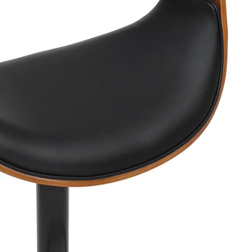 Barová stolička ORGANIC otočná čierna dekor orechového dreva