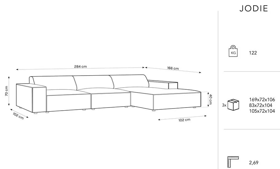 Béžová rohová pohovka z textílie bouclé (pravý roh) Jodie – Micadoni Home