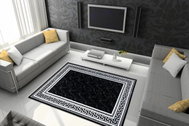 Koberec GLOSS 2813 87 styl, greek - čierny, sivý