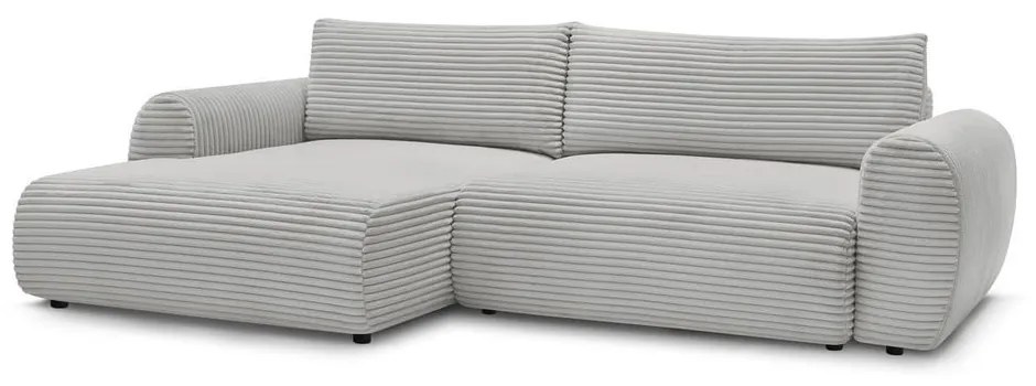 Svetlosivá menčestrová rozkladacia rohová pohovka (ľavý roh) Lucien – Bobochic Paris