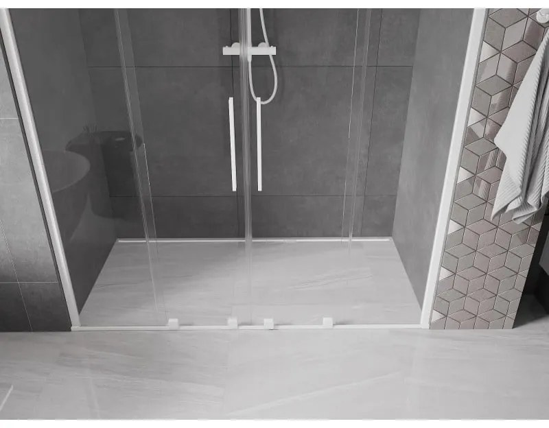 Mexen Velar Duo, posuvné dvere do otvoru 180x200 cm, 8mm číre sklo, biela, 871-180-000-02-20