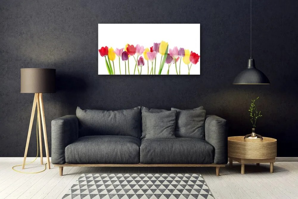 Obraz na skle Tulipány kvety rastlina 100x50 cm