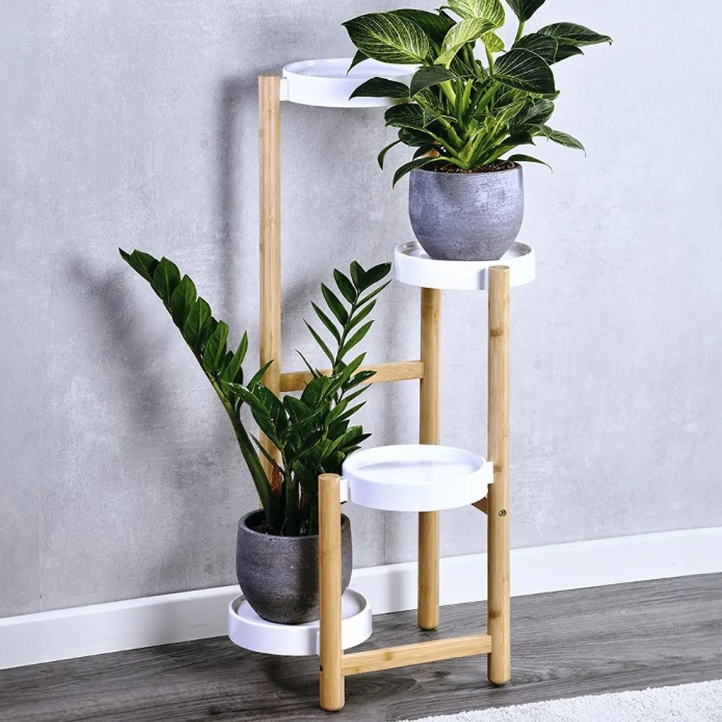 STOJAN NA KVETINÁČ WBAMB4 78X48X42 CM BIELA/HNEDÁ