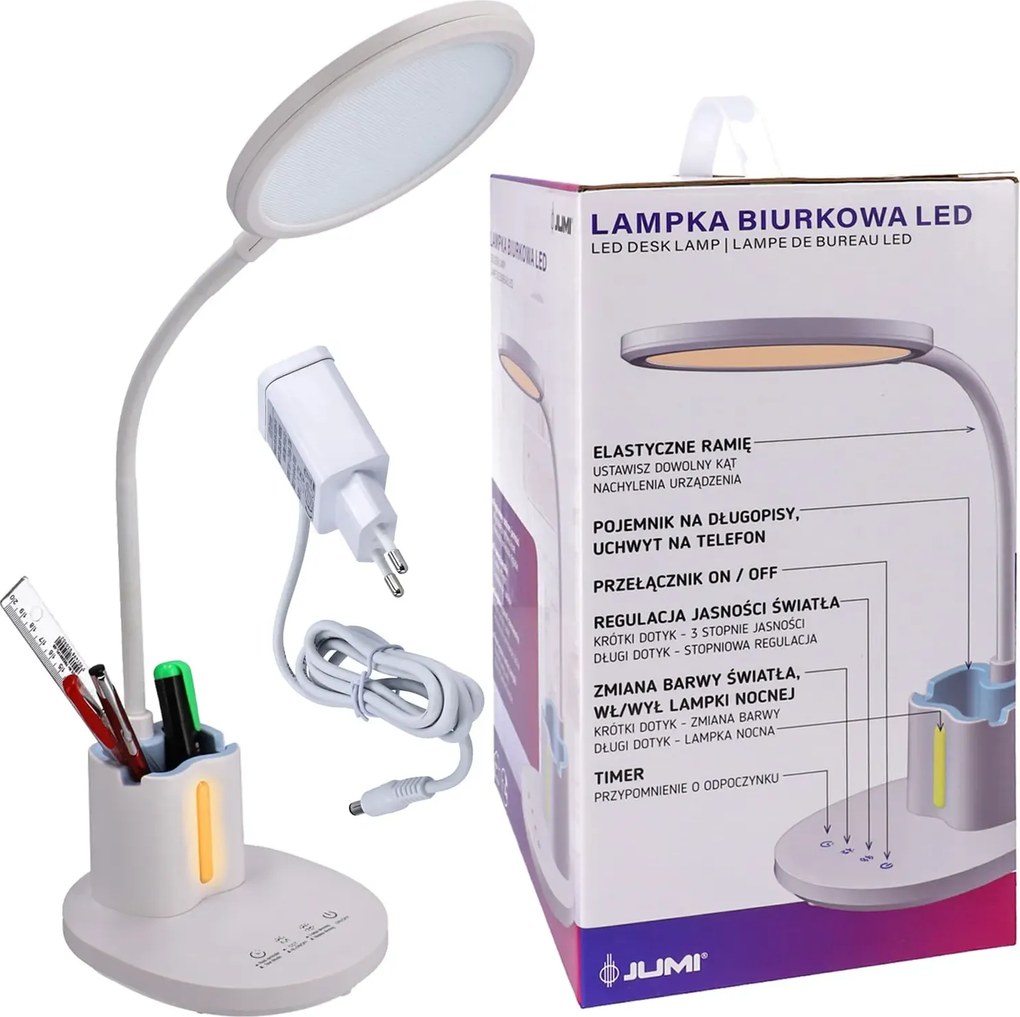 JU LED stolná lampa na čítanie, biela