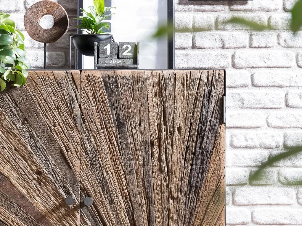furniture-nabytek.cz - Masívna komoda Derby z recyklovaného dreva a kovu, lakovaná, prírodná / šedá