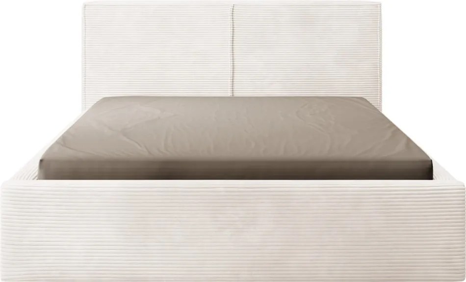 Posteľ Inez 180x200 cm, smotanovo biela štruktúrovaná látka