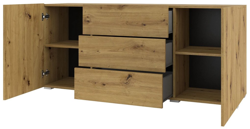 Komoda Avernic Typ 26 (čierna + dub artisan). Akcia -20%. Vlastná spoľahlivá doprava až k Vám domov. 1042059