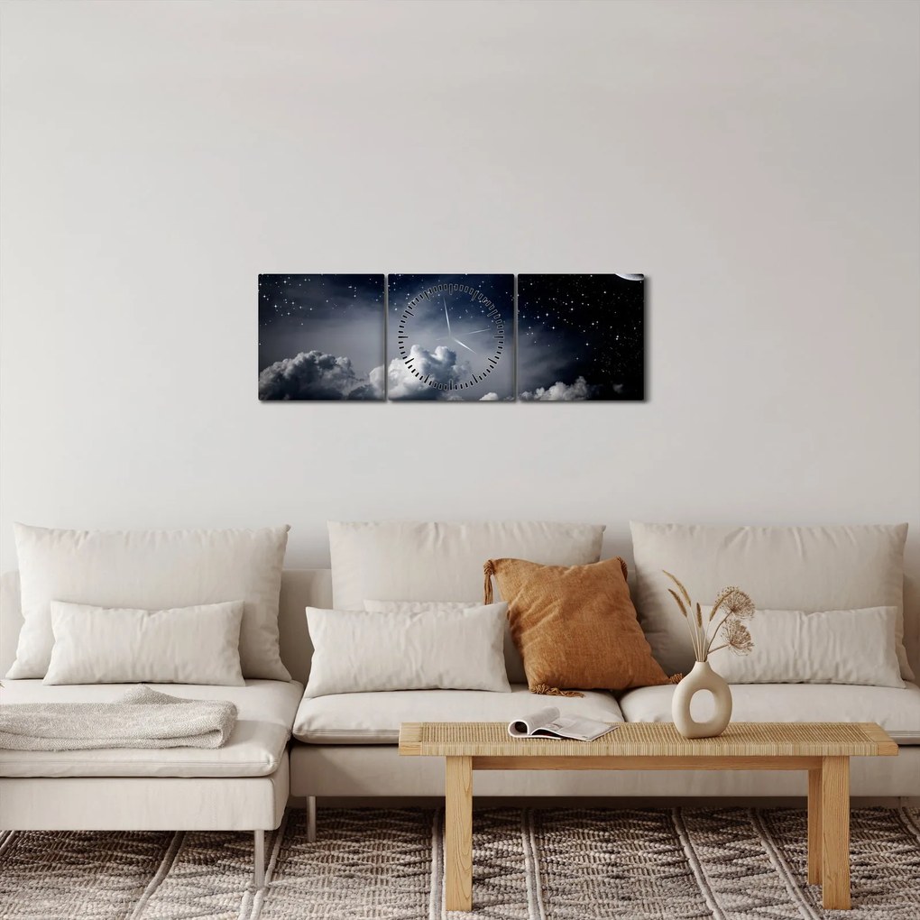 Obraz - Hviezdna obloha (s hodinami) (90x30 cm)