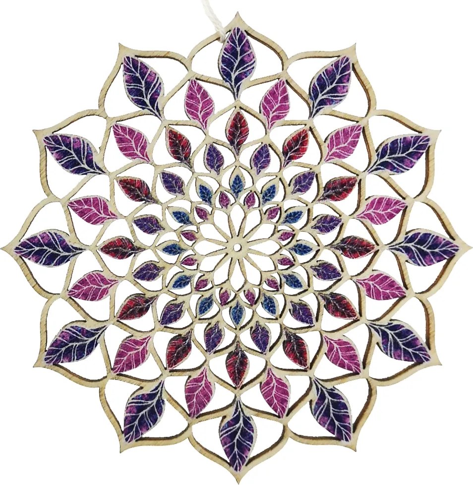 AMADEA Drevená dekorácia mandala farebná 9 cm