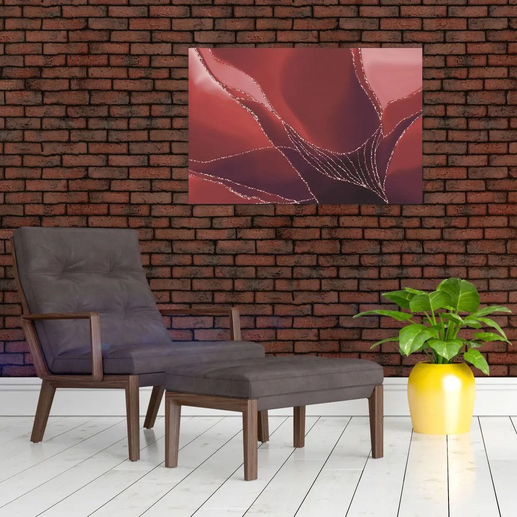 Obraz - Červená abstraktná kvetina N⁰2 (90x60 cm)