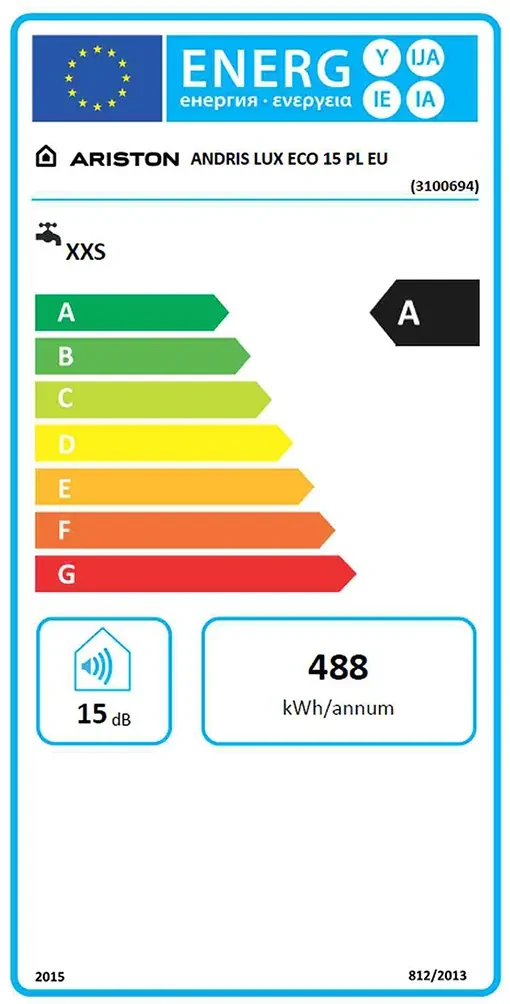 ARISTON ANDRIS LUX ECO 15 Elektrický ohrievač vody, 2kW 3100694