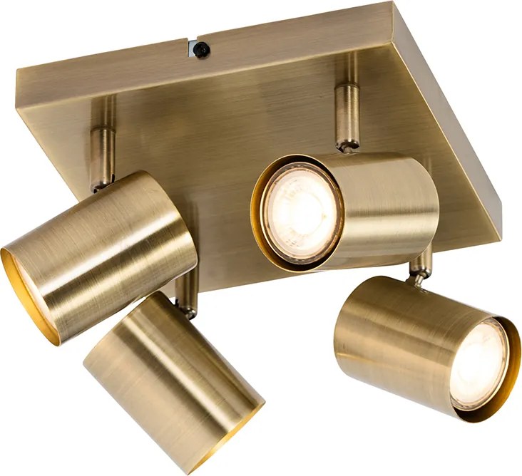 Moderné stropné svietidlo bronzové 4-žiarovkové nastaviteľné obdĺžnikové - Jeana