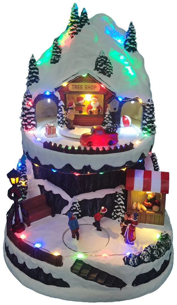 Vianočná dedinka s osvetlením a melódiou – korčuľovanie BestBerg BBXS-1023 / 24,5 x 23,6 x 34,4 cm