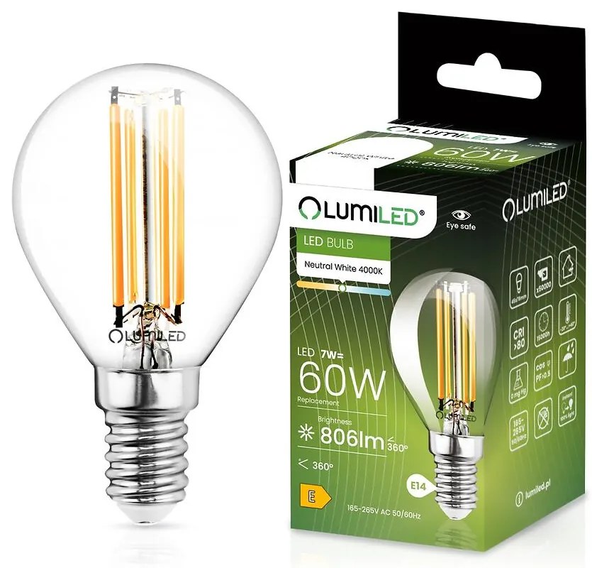 Žiarovka LED FIL 7W E14 806LM NB