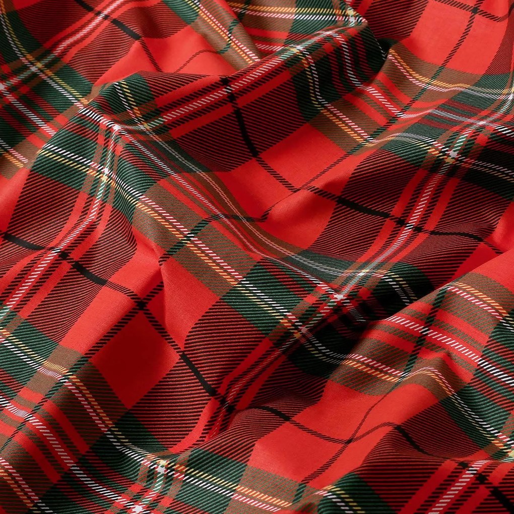 Goldea vianočný okrúhly obrus 100% bavlnené plátno - červené káro Ø 100 cm