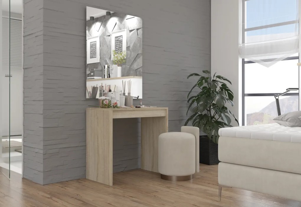 Toaletný stolík LAMBORA, 80x76x45, biela