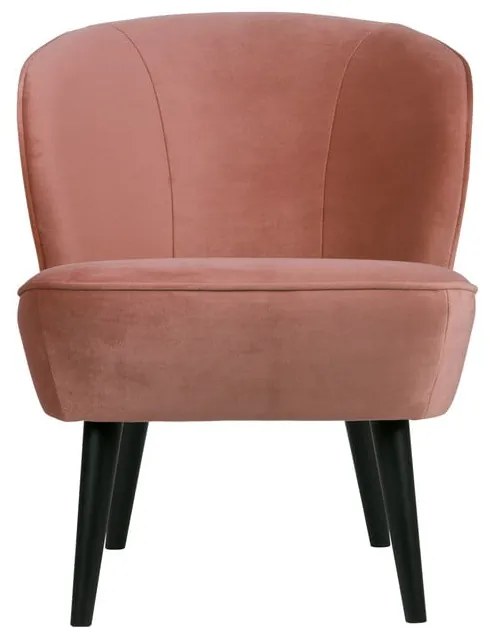 Ružové zamatové kreslo WOOOD Sara