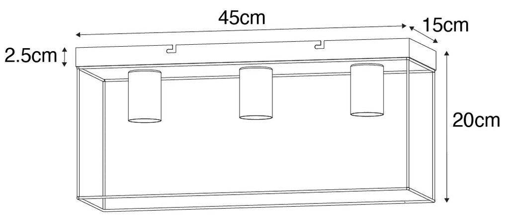 Minimalistické stropné svietidlo čierne 3-svetlo - Kodi