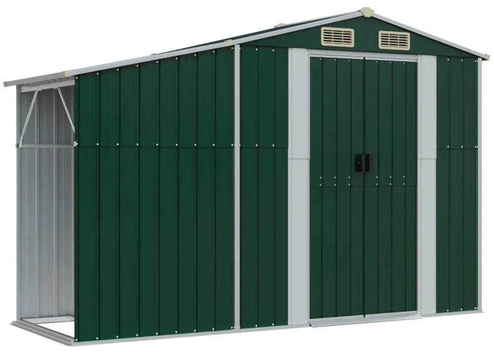 Záhradná kôlňa zelená 277x365,5x179 cm pozinkovaná oceľ