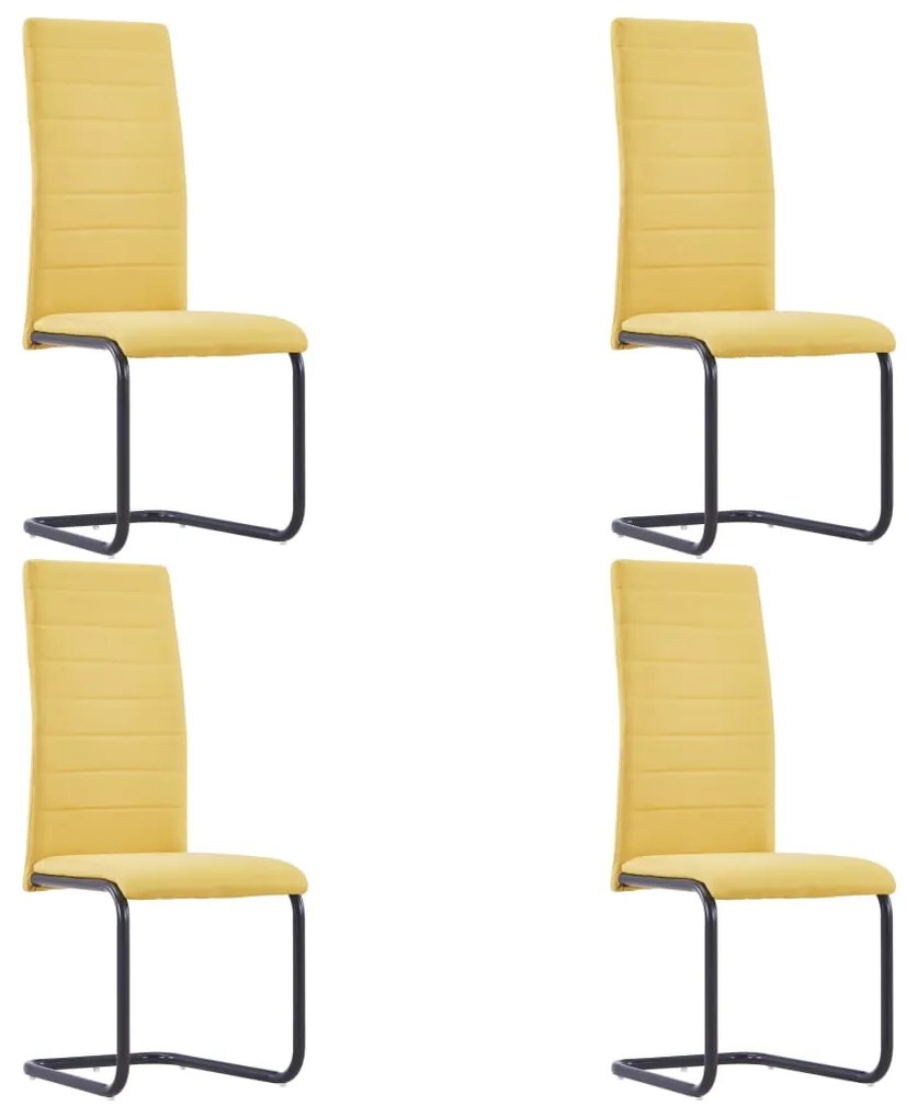 vidaXL Jedálenské stoličky, perová kostra 4 ks, žlté, látka