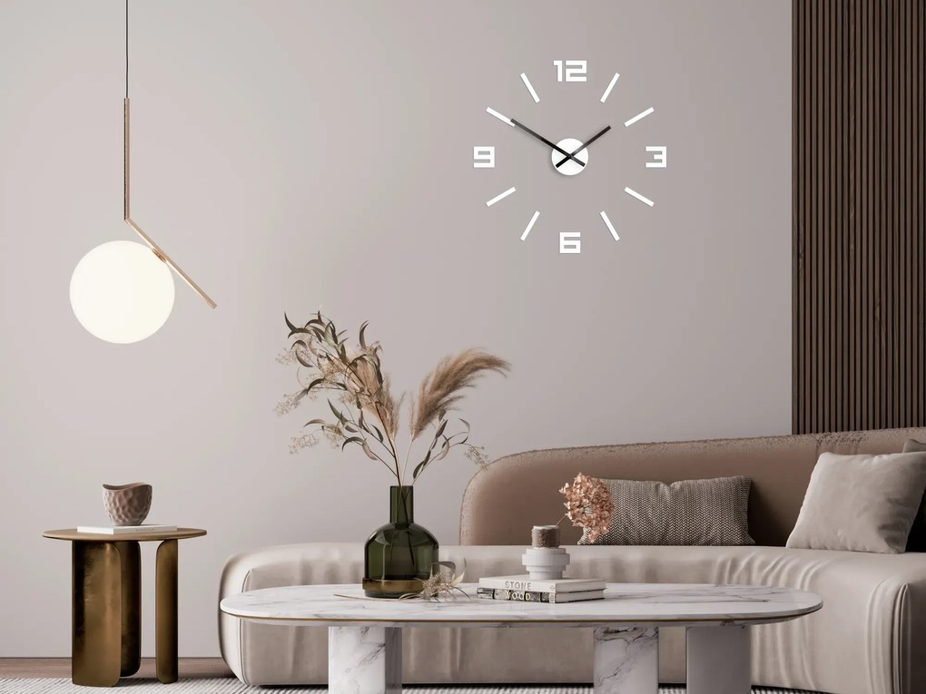 Nástenné samolepiace hodiny arabské 50 cm biele