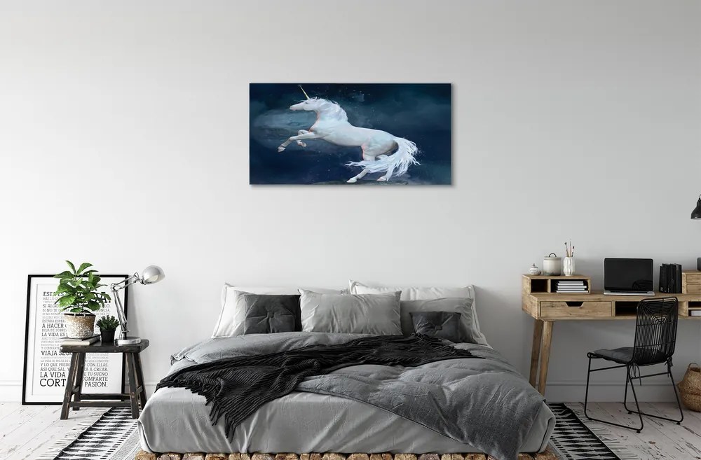 Obraz canvas Unicorn planét sky 120x60 cm