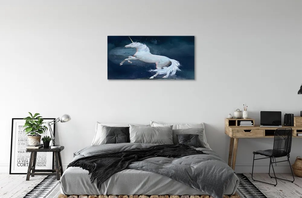 Obraz canvas Unicorn planét sky 125x50 cm