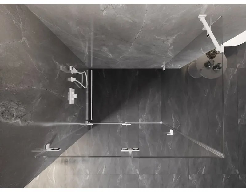 Mexen Lunar-F, 1-krídlový sprchový kút so skladacími dverami, ľavý, 90 x 80 cm, 8mm číre sklo, biely profil, 836-090-080-20-00-L