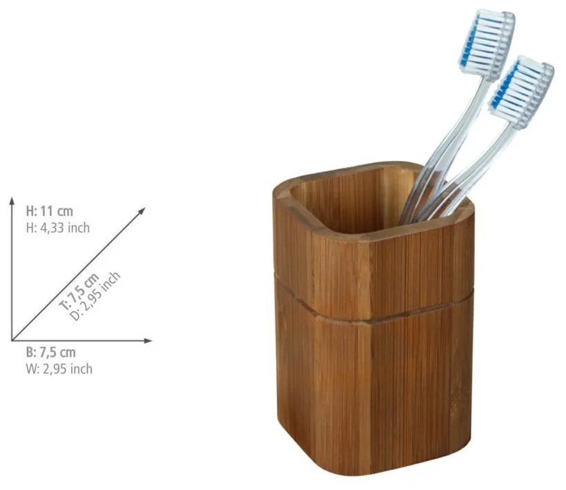 Hnedý bambusový téglik na zubné kefky Serro – Wenko