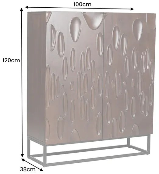 Vysoká komoda DUNE 120cm 3D akáciové drevo tmavý orech hnedý